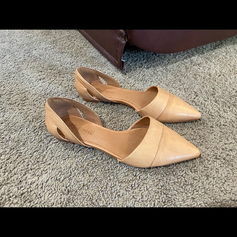 Madewell Pointed Toe Tan Leather D'Orsay Flats Women’s Size 6.5